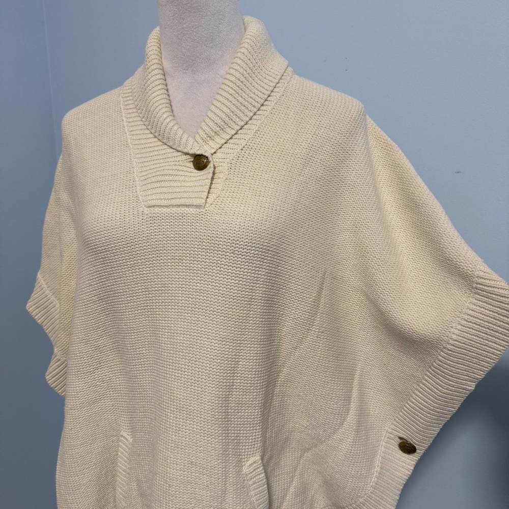 LRL Lauren Jeans‎ Co Women’s Shawl Collar Pockets Sweater Poncho Size S - Picture 2 of 7